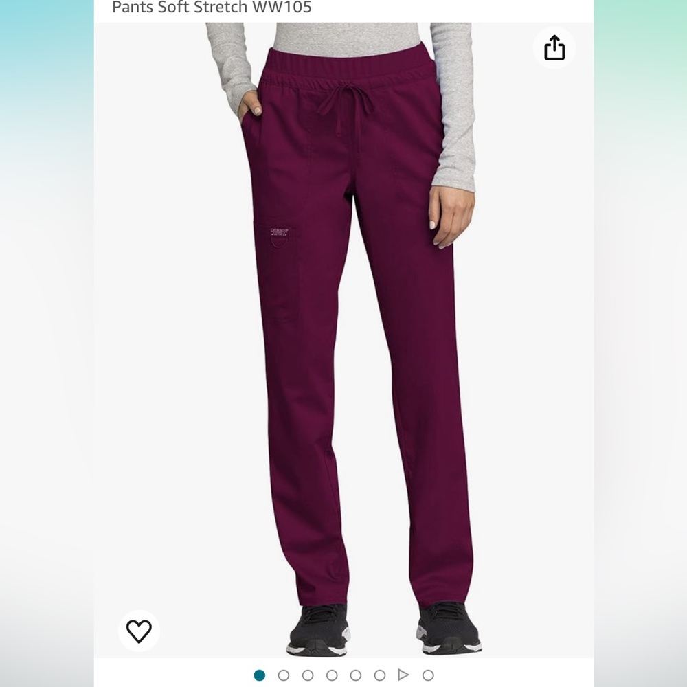 Wine Cherokee Workwear Revolution Scrub Pants